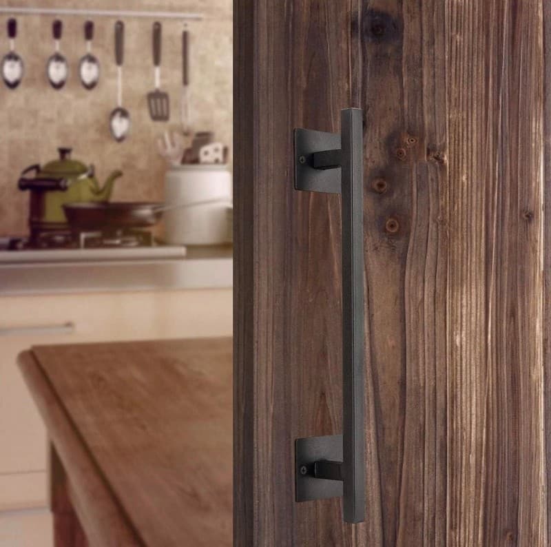 Homode 12 Inch Sliding Barn Door Handle, Matte Black Iron Steel Pull Handle Hard - Thumbnail 5