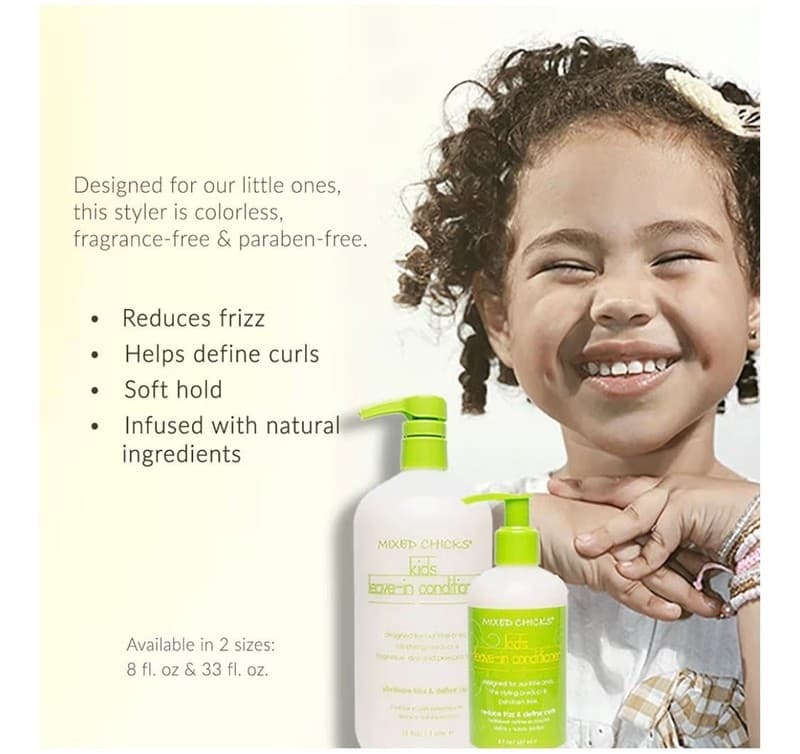 Mixed Chicks Kids Leave-In Conditioner - Frizz Blocking Styler, 33 fl oz / 1 Lit - Thumbnail 3