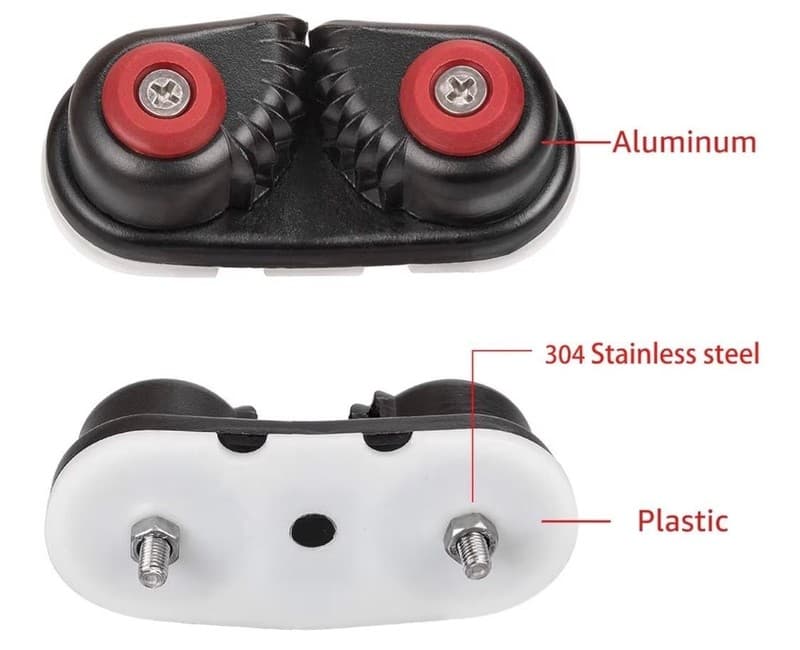 2-Pack Aluminum Ball Bearing Cam Cleats for Sailing, Sailboat, and Kayak, Fits u - Thumbnail 2