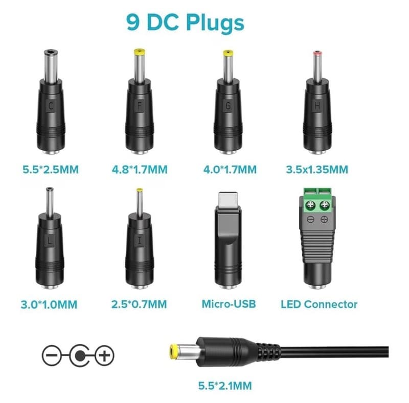 ZOZO 12W Universal AC to DC Power Adapter 3V-12V Adjustable Multi-Voltage Switch - Thumbnail 3