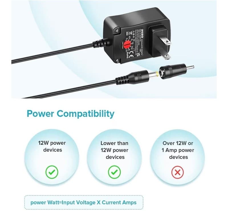 ZOZO 12W Universal AC to DC Power Adapter 3V-12V Adjustable Multi-Voltage Switch - Thumbnail 5