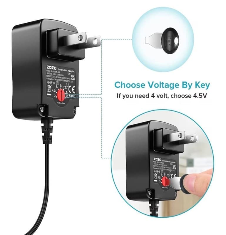 ZOZO 12W Universal AC to DC Power Adapter 3V-12V Adjustable Multi-Voltage Switch - Thumbnail 4