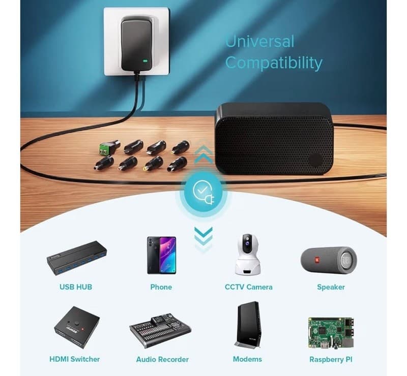 ZOZO 12W Universal AC to DC Power Adapter 3V-12V Adjustable Multi-Voltage Switch - Thumbnail 6
