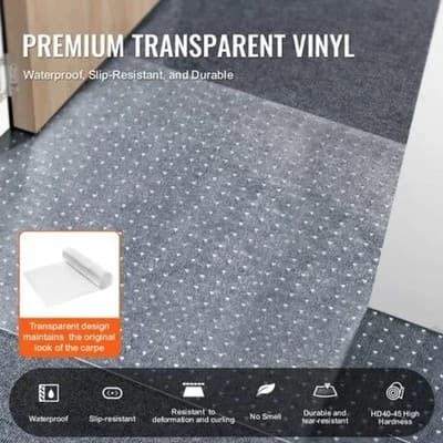 VEVOR Clear Plastic Carpet Protector Runner, 24 inches x 6 feet Transparent Viny - Thumbnail 4