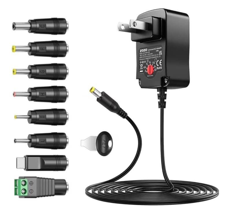 ZOZO 12W Universal AC to DC Power Adapter 3V-12V Adjustable Multi-Voltage Switch