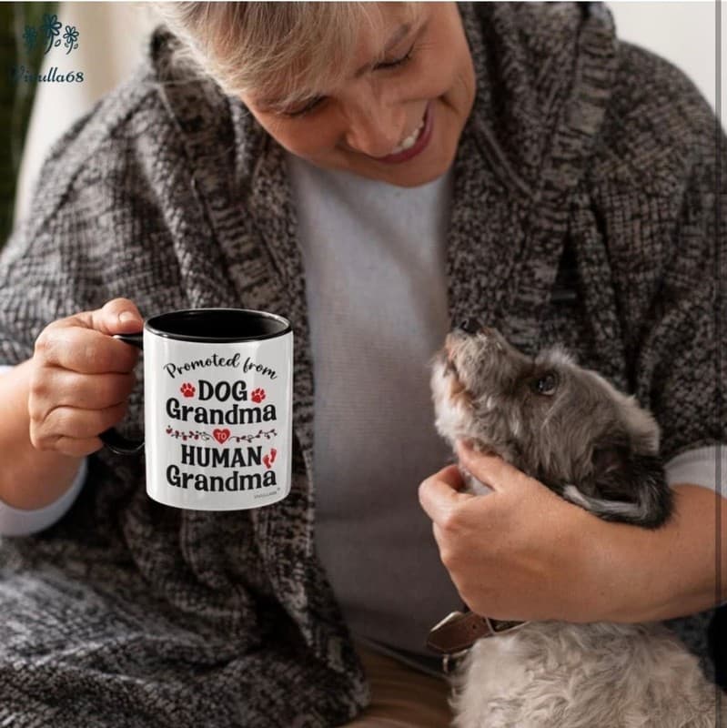 Promoted from Dog Grandma to Human Grandma 11oz Ceramic Two-Tone Coffee Mug - Thumbnail 5