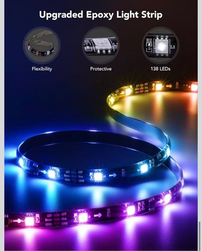 Govee TV LED Backlight, RGBIC Smart LED Strip Lights for 55-65 Inch TVs with BT - Thumbnail 7