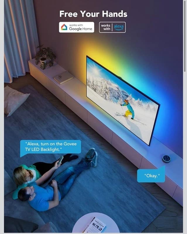 Govee TV LED Backlight, RGBIC Smart LED Strip Lights for 55-65 Inch TVs with BT - Thumbnail 3