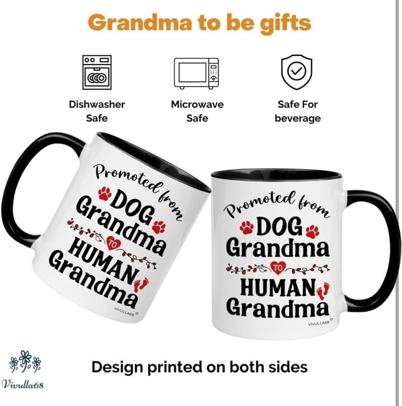 Promoted from Dog Grandma to Human Grandma 11oz Ceramic Two-Tone Coffee Mug - Thumbnail 4