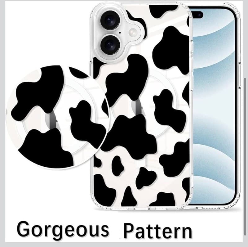 KANGHAR Magnetic Cow Print Case for iPhone - Cute Clear MagSafe Pattern Soft TPU - Thumbnail 3