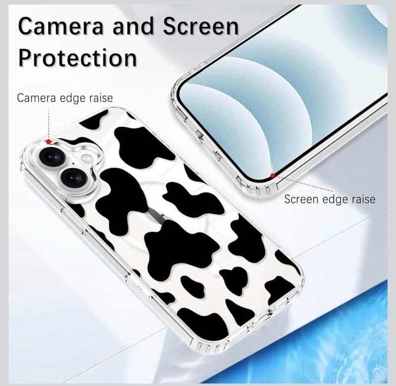 KANGHAR Magnetic Cow Print Case for iPhone - Cute Clear MagSafe Pattern Soft TPU - Thumbnail 5