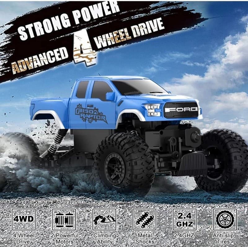 Double E Ford Raptor F150 RC Car 1/14 Scale 4WD Rock Crawler Monster Truck - Thumbnail 8