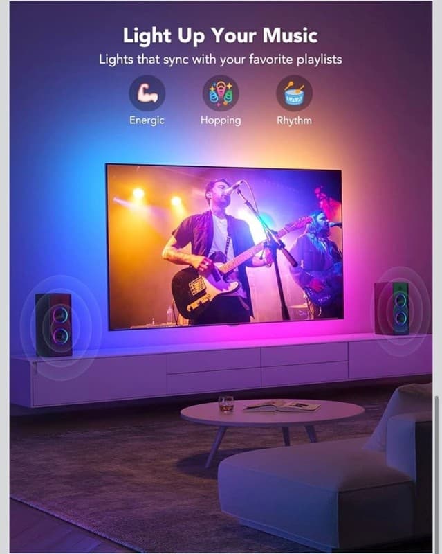 Govee TV LED Backlight, RGBIC Smart LED Strip Lights for 55-65 Inch TVs with BT - Thumbnail 6