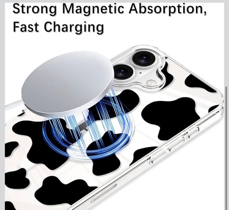 KANGHAR Magnetic Cow Print Case for iPhone - Cute Clear MagSafe Pattern Soft TPU - Thumbnail 6