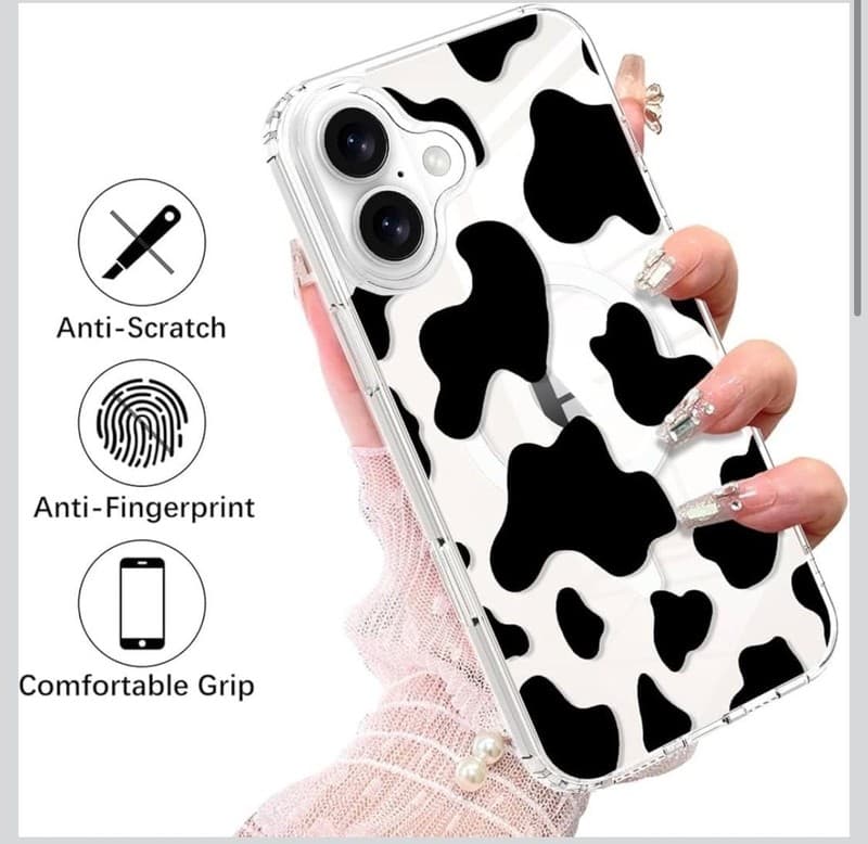 KANGHAR Magnetic Cow Print Case for iPhone - Cute Clear MagSafe Pattern Soft TPU - Thumbnail 2