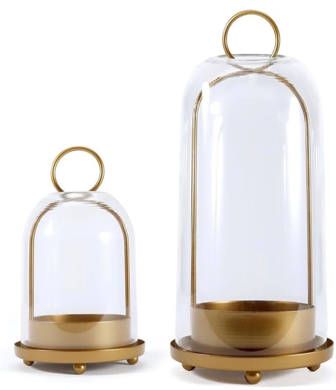 MUTUALUS Set of 2 Brass Hurricane Candle Holders with Large & Medium Reinforced - Thumbnail 8