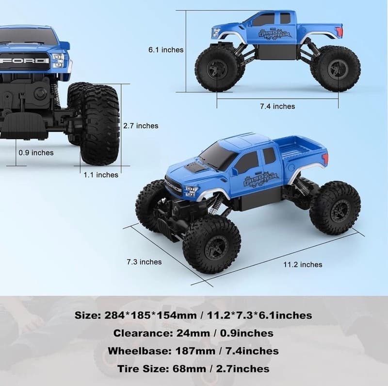 Double E Ford Raptor F150 RC Car 1/14 Scale 4WD Rock Crawler Monster Truck - Thumbnail 3