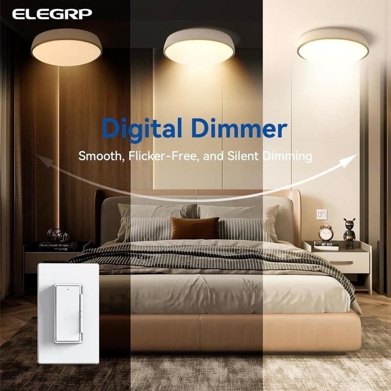 ELEGRP Single-Pole or 3-Way Slide Dimmer Switch - White LED/CFL/Incand - New - Thumbnail 3