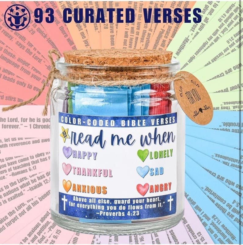 Solsken Home Color-Coded Bible Verse Jar - Read Me When Emotions & Feelings - Thumbnail 5