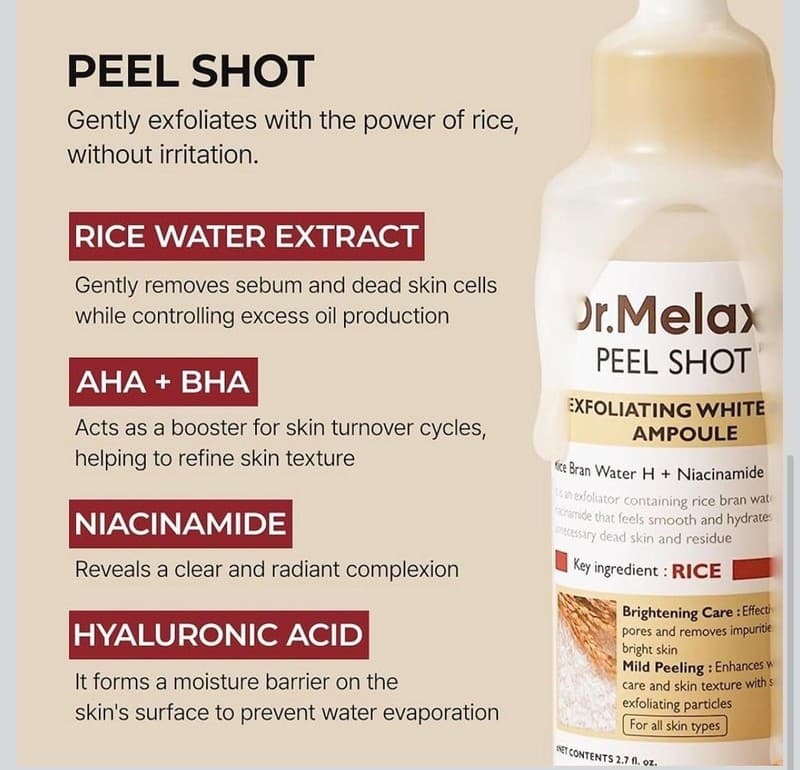 Dr.Melaxin Peel Shot Exfoliating White Rice Ampoule 80ml - Thumbnail 5