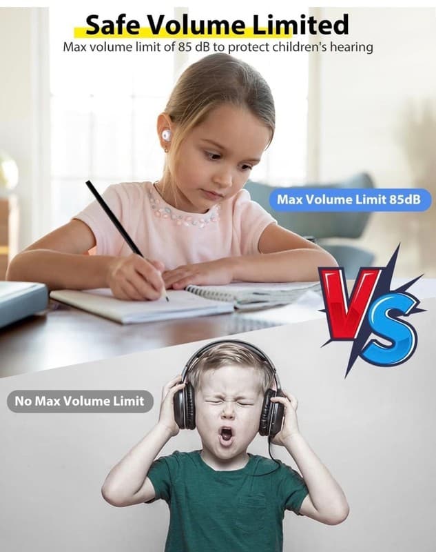Kids Earbuds, Wireless Bluetooth Girls Boys Headphones with Microphones, 85dB He - Thumbnail 3