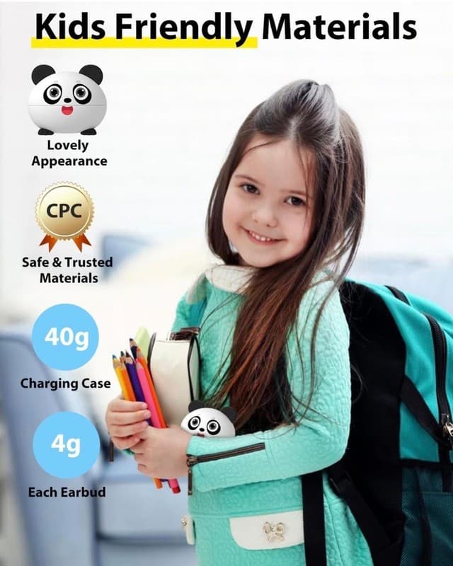 Kids Earbuds, Wireless Bluetooth Girls Boys Headphones with Microphones, 85dB He - Thumbnail 6
