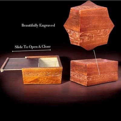 S'vaav's Handcrafted Wooden Cremation Urn Box for Ashes, Small Mahogany Carved - Thumbnail 3
