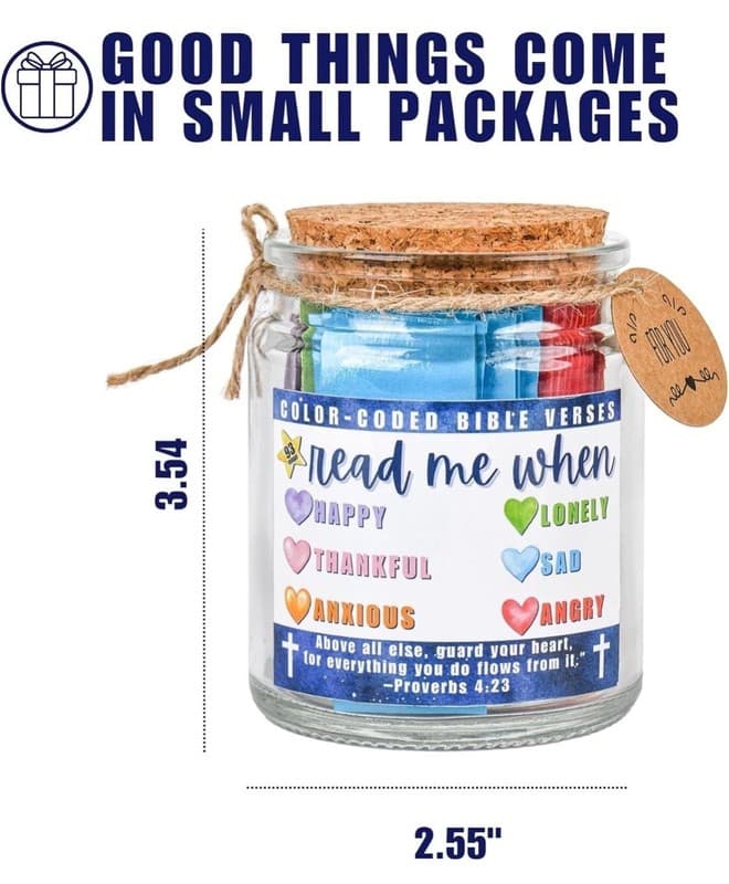 Solsken Home Color-Coded Bible Verse Jar - Read Me When Emotions & Feelings - Thumbnail 2
