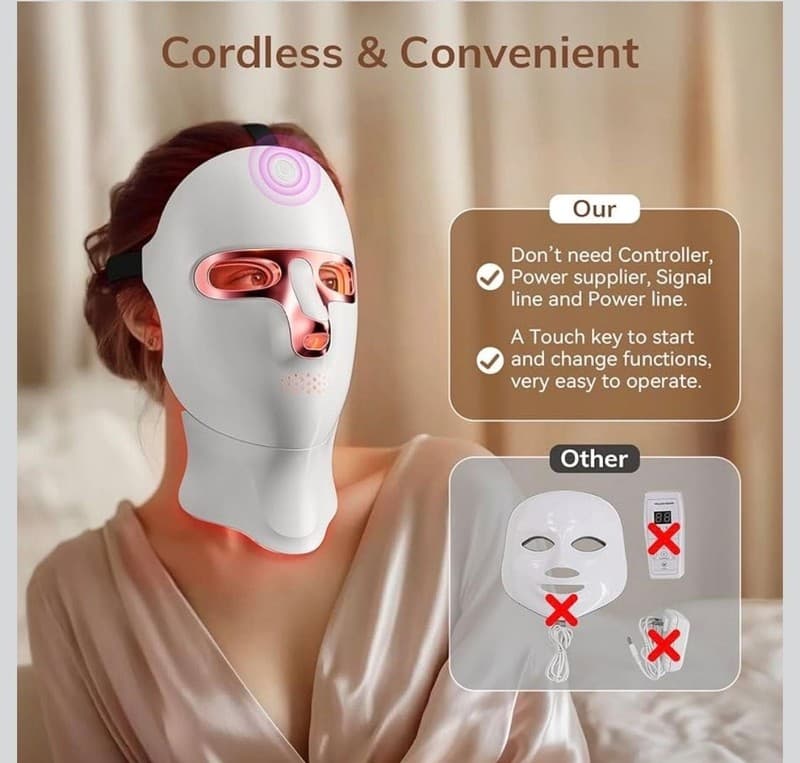LED Light Therapy Face & Neck Mask, 7 Color Photon Skin Rejuvenation Set - Thumbnail 6