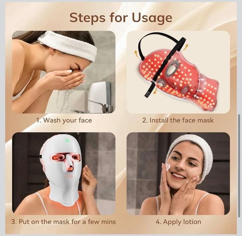 LED Light Therapy Face & Neck Mask, 7 Color Photon Skin Rejuvenation Set - Thumbnail 5