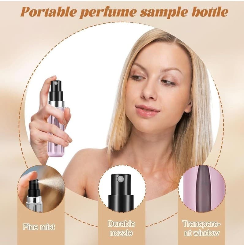 Refillable Mini Perfume Atomizer, Portable Spray Bottle, Pink - 5ml - Thumbnail 3