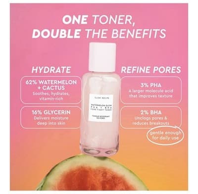 Glow Recipe Watermelon Glow PHA + BHA Pore-Tight Toner 40 mL / 1.35 fl oz Mini - Thumbnail 4
