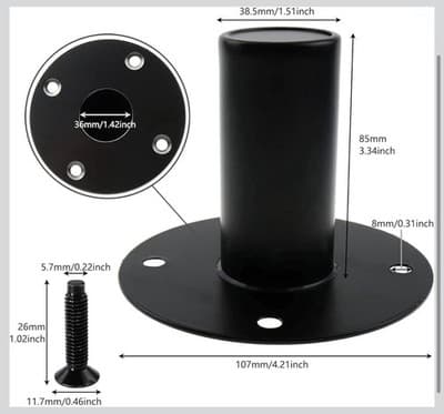 Speaker Mount Stand Top Bracket 4.21"×3.15" Speaker Cabinet Pole Mount Speaker S - Thumbnail 3