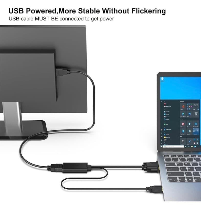 Benfei HDMI to VGA Adapter with Audio and USB Power Support, Gold-Plated - Thumbnail 2