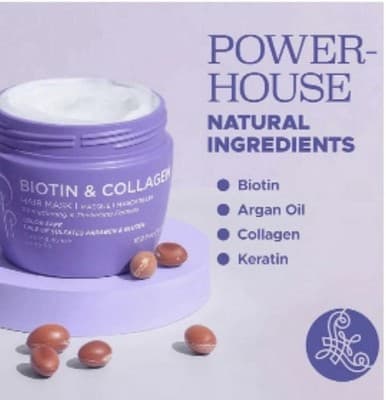 LUSETA Biotin & Collagen Hair Mask Strengthening & Thickening Formula 3.38 oz - Thumbnail 2