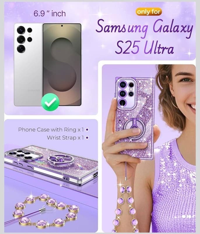 Samsung Galaxy S25 Ultra Glitter Case, Luxury Bling Rhinestone Sparkly - Thumbnail 2