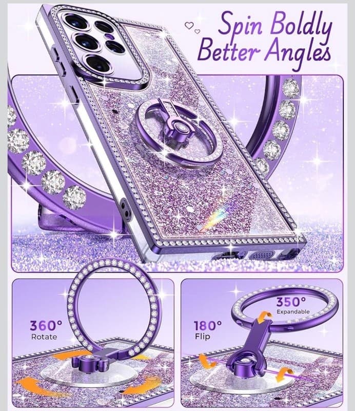 Samsung Galaxy S25 Ultra Glitter Case, Luxury Bling Rhinestone Sparkly - Thumbnail 3