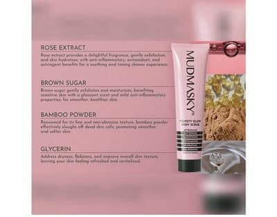Mudmasky Velvety Glow Body Scrub Daily Exfoliator New Full Size 6 oz. Smoothing - Thumbnail 3