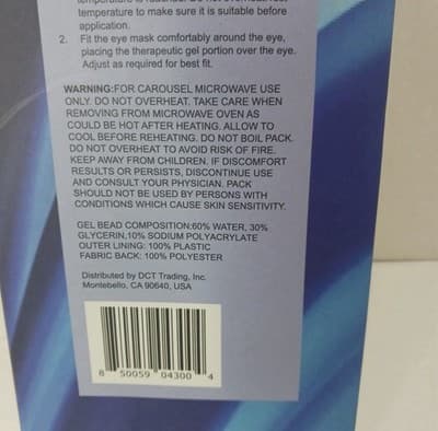 Gel Eye MASK Heat & Cold Therapy Microwavable NIB - Thumbnail 4