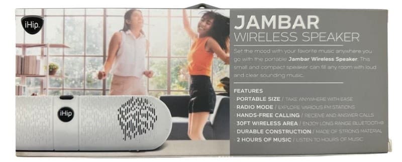 iHip Jambar Bluetooth Wireless Speaker Portable Pill Style White - Thumbnail 4