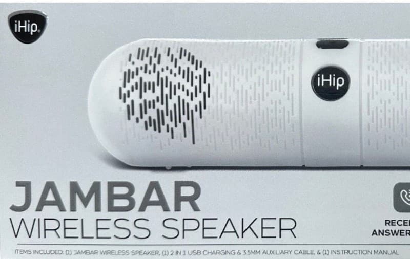 iHip Jambar Bluetooth Wireless Speaker Portable Pill Style White - Thumbnail 2