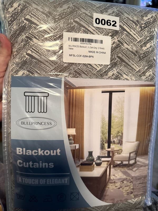 BULLPRINCESS Dark Grey Blackout Curtains, 2 Panels