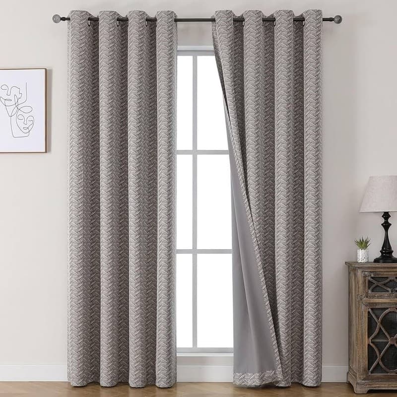 BULLPRINCESS Dark Grey Blackout Curtains, 2 Panels - Thumbnail 4