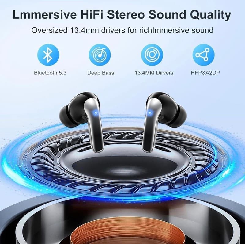 WeurGhy Bluetooth Headphones, Wireless Bluetooth 5.3 In-Ear Headphones with 4 EN - Thumbnail 4