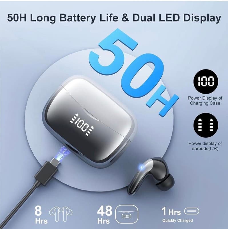 WeurGhy Bluetooth Headphones, Wireless Bluetooth 5.3 In-Ear Headphones with 4 EN - Thumbnail 2