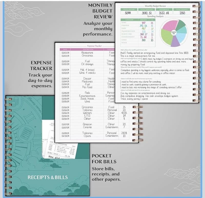 Legend Budget Planner & Monthly Bill Organizer with Pockets Large 8 x 9.5 Spiral - Thumbnail 6