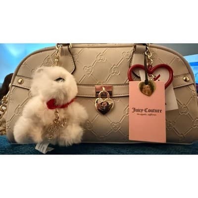 NWT Juicy Couture Holiday In Juicy Dome Satchel in Crystal White Ivory with Plus - Thumbnail 2