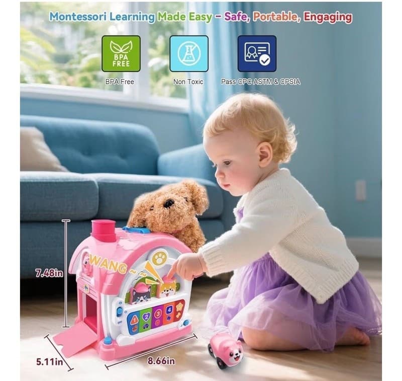 Toys for 1+ Old Girls – 9-in-1 Montessori Musical Toddler Activity House with - Thumbnail 3