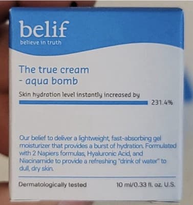 Belif The True Cream Aqua Bomb Gel Moisturizer 0.33 fl oz Travel Size - NIB