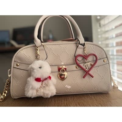 NWT Juicy Couture Holiday In Juicy Dome Satchel in Crystal White Ivory with Plus